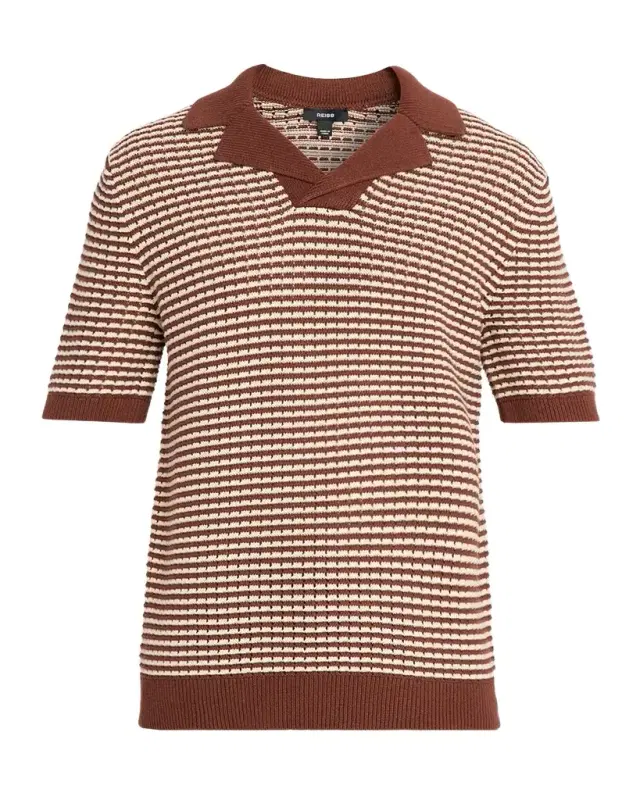 en 's Icarus Cotton Textured Knit Stripe Polo Shirt