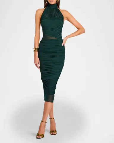 SEROYA Esmee Ruched Halter Midi Dress | Thumbnail 2 SEROYA Esmee Ruched Halter Midi Dress | Thumbnail 2