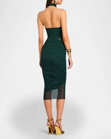 SEROYA Esmee Ruched Halter Midi Dress | Thumbnail 3 SEROYA Esmee Ruched Halter Midi Dress | Thumbnail 3