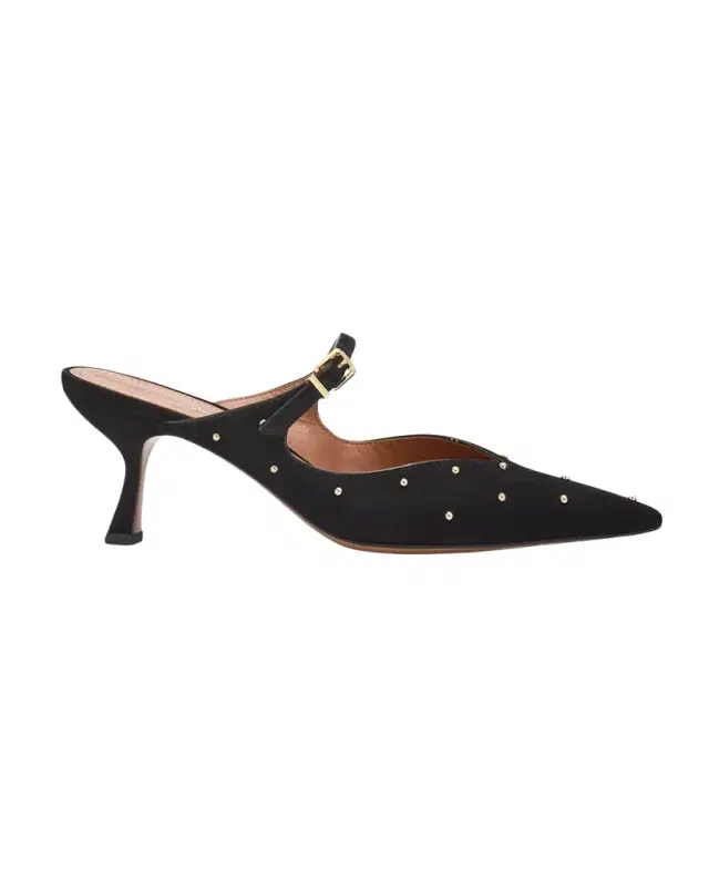 65mm Aura Embellished Suede Mule Pumps