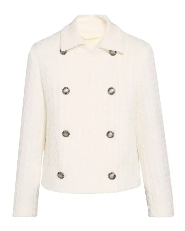 Cotton Cable Knit Double-Breasted Blazer Jacket