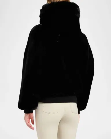 Moose Knuckles Debbie Satin Bomber Jacket with Removable Hood & Pom Poms | Thumbnail 3
