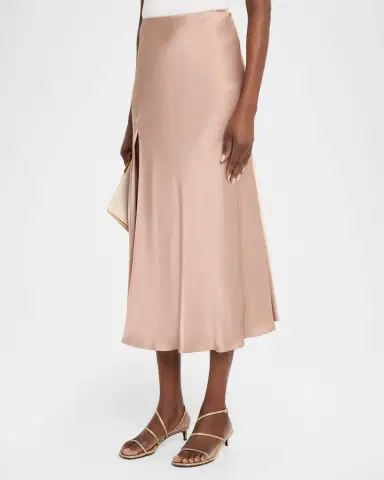 LAPOINTE Satin Bias Slit Midi Skirt | Thumbnail 3 LAPOINTE Satin Bias Slit Midi Skirt | Thumbnail 3