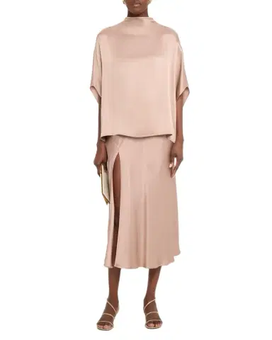 LAPOINTE Satin Bias Slit Midi Skirt | Thumbnail 1 LAPOINTE Satin Bias Slit Midi Skirt | Thumbnail 1