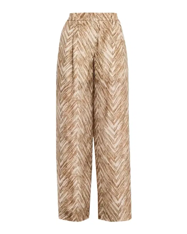 Chevron Silk Wide-Leg Summer Pants