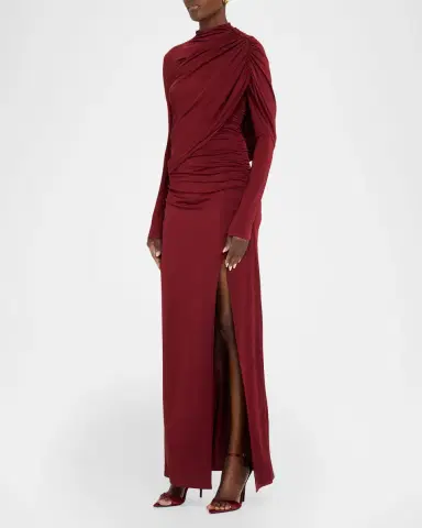 LAPOINTE Asymmetric Shawl Draped Jersey Gown | Thumbnail 4 LAPOINTE Asymmetric Shawl Draped Jersey Gown | Thumbnail 4