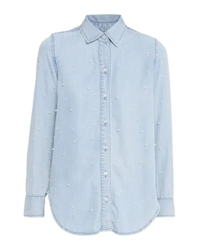 Marcello Pearl-Embellished Denim Shirt