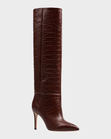 Paris Texas 85mm Mock-Croc Stiletto Knee Boots | Thumbnail 2