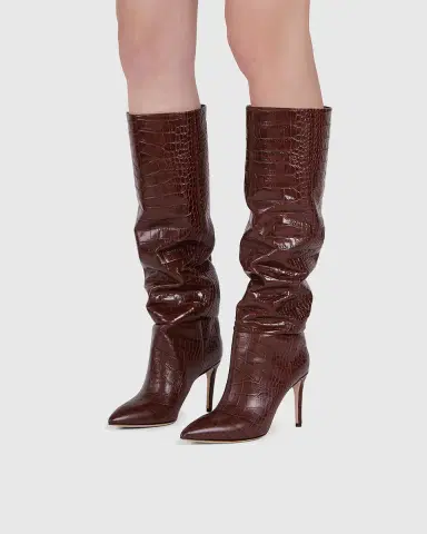 Paris Texas 85mm Mock-Croc Stiletto Knee Boots | Thumbnail 3