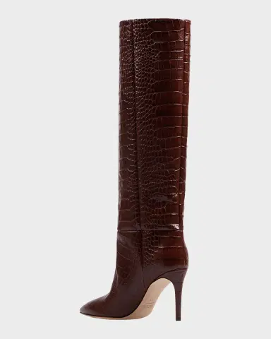 Paris Texas 85mm Mock-Croc Stiletto Knee Boots | Thumbnail 4