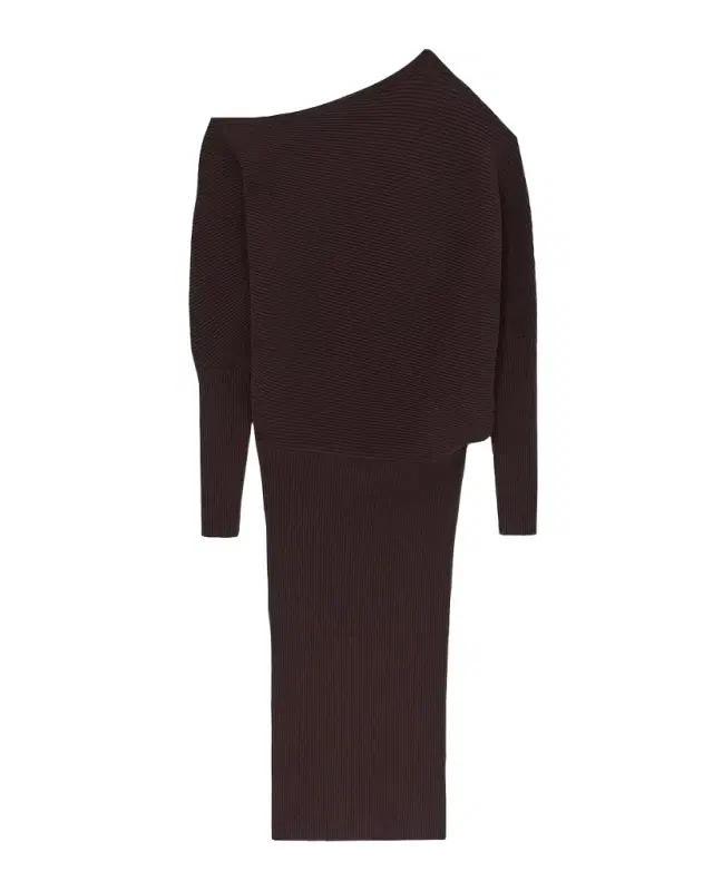 Lara One-Shoulder Rib Knit Dress