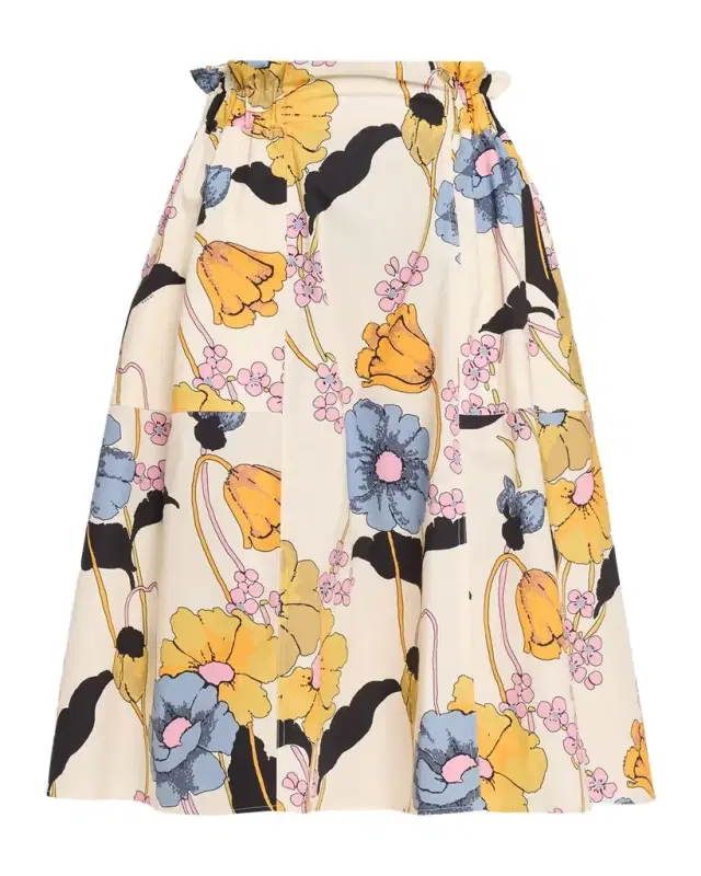 Floral Cotton Midi Skirt