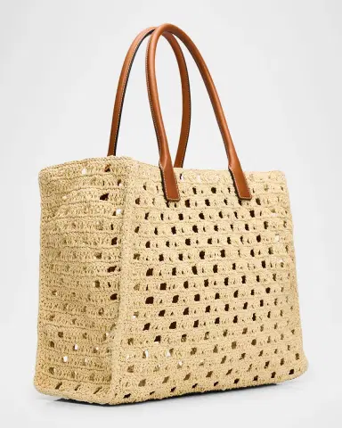 Versace La Medusa Large Crochet Raffia Tote Bag | Thumbnail 3