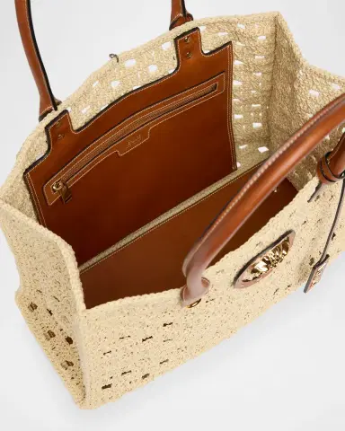 Versace La Medusa Large Crochet Raffia Tote Bag | Thumbnail 4