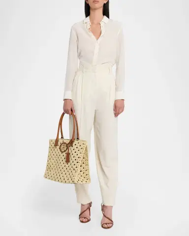 Versace La Medusa Large Crochet Raffia Tote Bag | Thumbnail 5