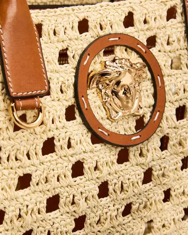 Versace La Medusa Large Crochet Raffia Tote Bag | Thumbnail 6