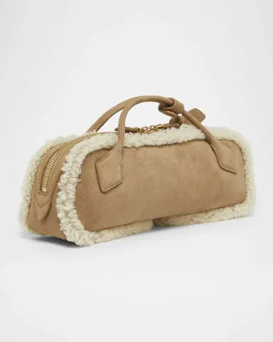 Alaïa Le Teckel Medium Suede & Shearling Top-Handle Bag | Thumbnail 3 Alaïa Le Teckel Medium Suede & Shearling Top-Handle Bag | Thumbnail 3
