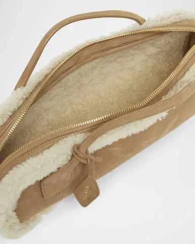 Alaïa Le Teckel Medium Suede & Shearling Top-Handle Bag | Thumbnail 4 Alaïa Le Teckel Medium Suede & Shearling Top-Handle Bag | Thumbnail 4