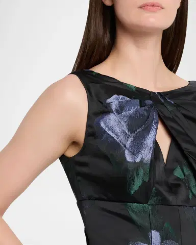 Kay Unger New York Mia Pleated Floral-Print Cutout Midi Dress | Thumbnail 5 Kay Unger New York Mia Pleated Floral-Print Cutout Midi Dress | Thumbnail 5