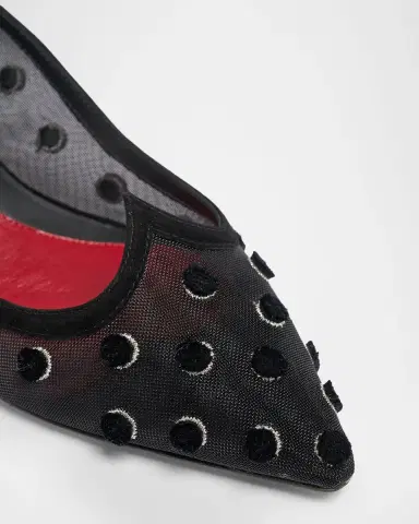 Roger Vivier 45mm I Love Vivier Dots Embroidered Mesh Slingback Pumps | Thumbnail 2