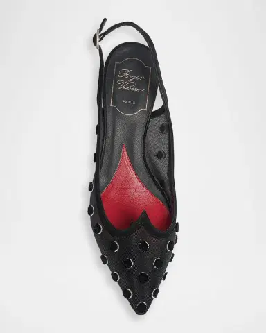 Roger Vivier 45mm I Love Vivier Dots Embroidered Mesh Slingback Pumps | Thumbnail 3