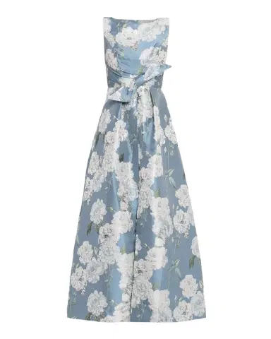 Kay Unger New York Lilianna Sleeveless Pleated Floral-Print Gown | Thumbnail 1 Kay Unger New York Lilianna Sleeveless Pleated Floral-Print Gown | Thumbnail 1