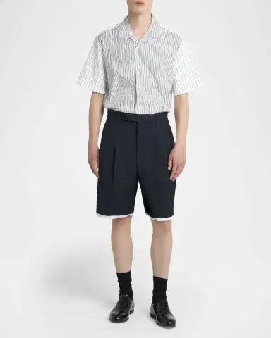 Jil Sander Men's Cotton Mixed Stripe Short-Sleeve Shirt | Thumbnail 2 Jil Sander Men's Cotton Mixed Stripe Short-Sleeve Shirt | Thumbnail 2