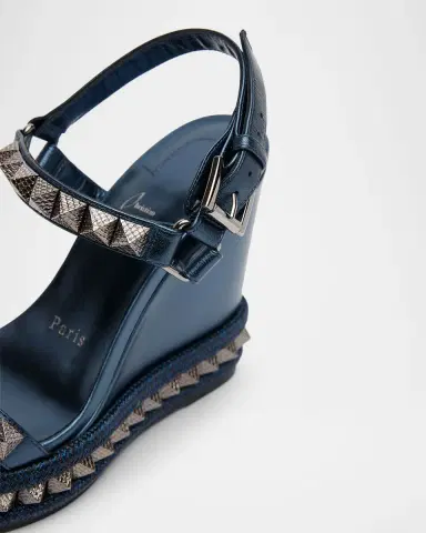 Christian Louboutin 110mm Pyraclou Metallic Leather Spike Wedge Sandals | Thumbnail 3 Christian Louboutin 110mm Pyraclou Metallic Leather Spike Wedge Sandals | Thumbnail 3