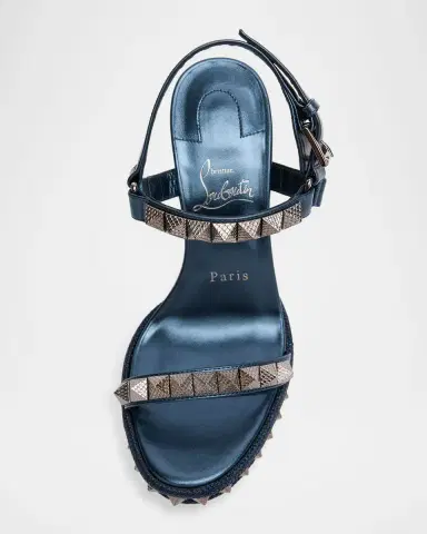 Christian Louboutin 110mm Pyraclou Metallic Leather Spike Wedge Sandals | Thumbnail 4 Christian Louboutin 110mm Pyraclou Metallic Leather Spike Wedge Sandals | Thumbnail 4