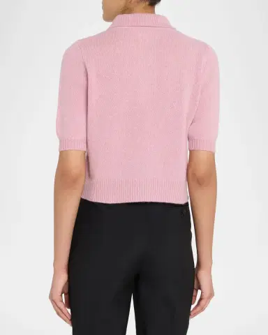 Marni Short-Sleeve Cashmere Crop Polo Sweater | Thumbnail 3