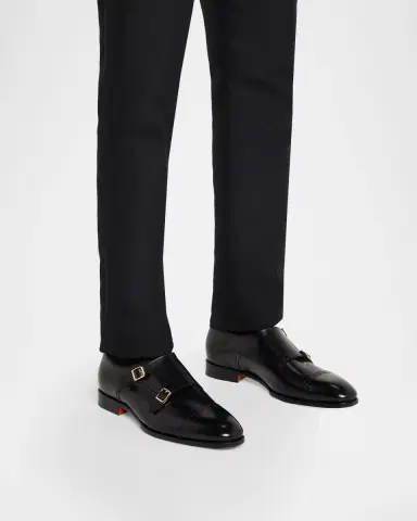 Santoni Men's Adrian Leather Double-Monk Strap Loafers | Thumbnail 2 Santoni Men's Adrian Leather Double-Monk Strap Loafers | Thumbnail 2