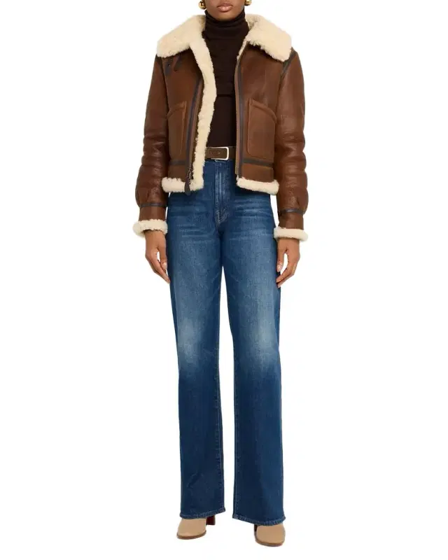 Zip-Front Shearling Flight Jacket