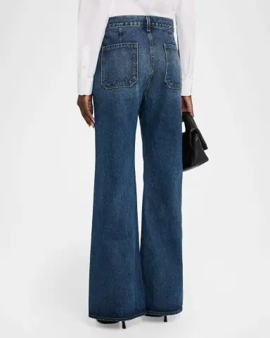 Nili Lotan Florence Patch-Pocket Flare Denim Jeans | Thumbnail 3 Nili Lotan Florence Patch-Pocket Flare Denim Jeans | Thumbnail 3