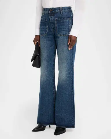 Nili Lotan Florence Patch-Pocket Flare Denim Jeans | Thumbnail 4 Nili Lotan Florence Patch-Pocket Flare Denim Jeans | Thumbnail 4