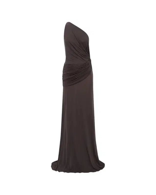 One-Shoulder Twisted Jersey Maxi Dress
