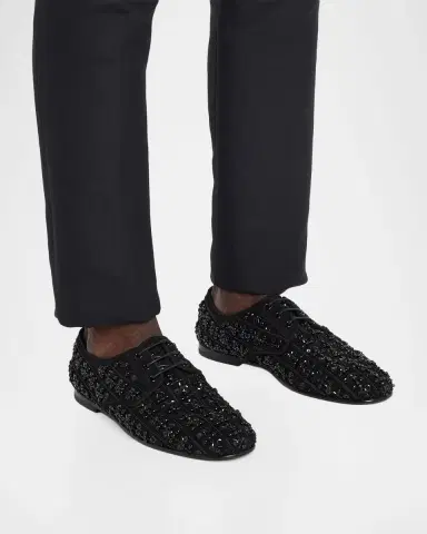 Dolce & Gabbana Men's Embellished Suede Derby Shoes | Thumbnail 2