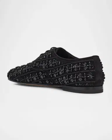 Dolce & Gabbana Men's Embellished Suede Derby Shoes | Thumbnail 4