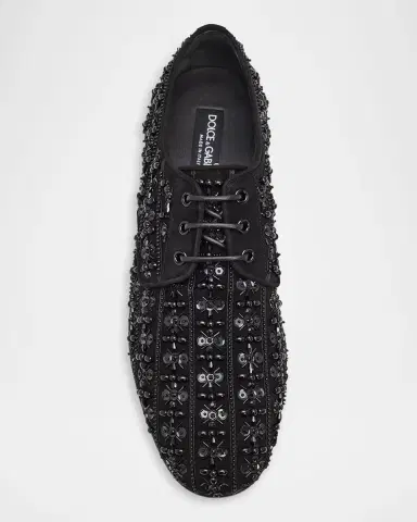 Dolce & Gabbana Men's Embellished Suede Derby Shoes | Thumbnail 6