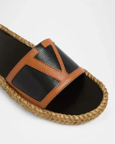 Valentino Garavani Men 's Leather Espadrille Slides | Thumbnail 2