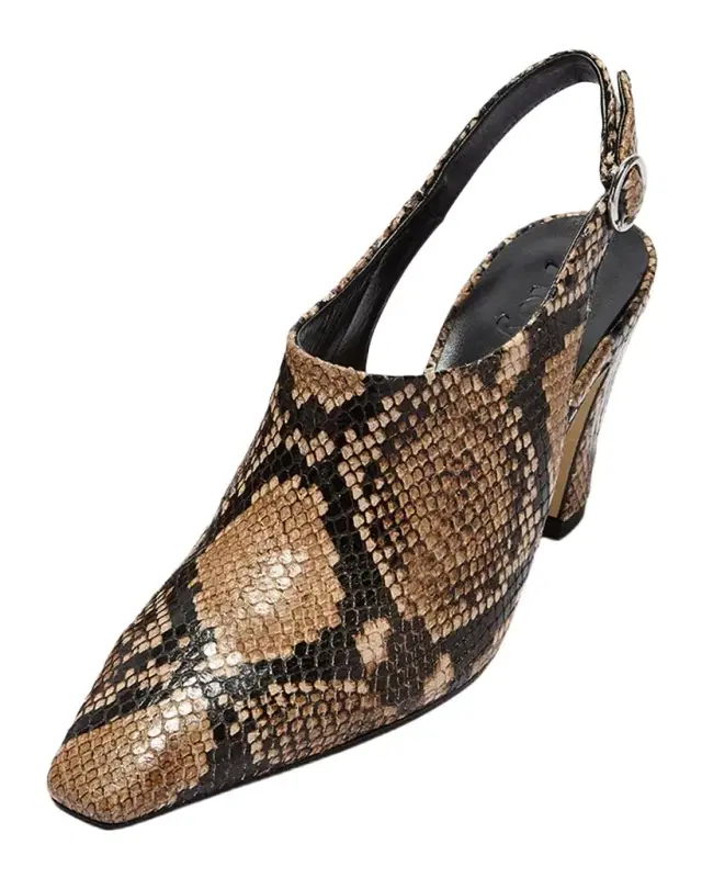 Maude Snake-Printed Leather Slingback Pumps