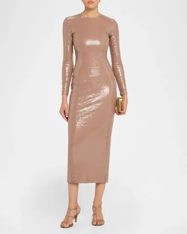 Alex Perry Sequined Long-Sleeve Midi Dress | Thumbnail 2 Alex Perry Sequined Long-Sleeve Midi Dress | Thumbnail 2