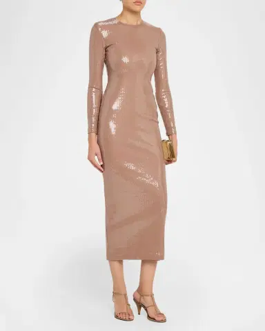 Alex Perry Sequined Long-Sleeve Midi Dress | Thumbnail 4 Alex Perry Sequined Long-Sleeve Midi Dress | Thumbnail 4