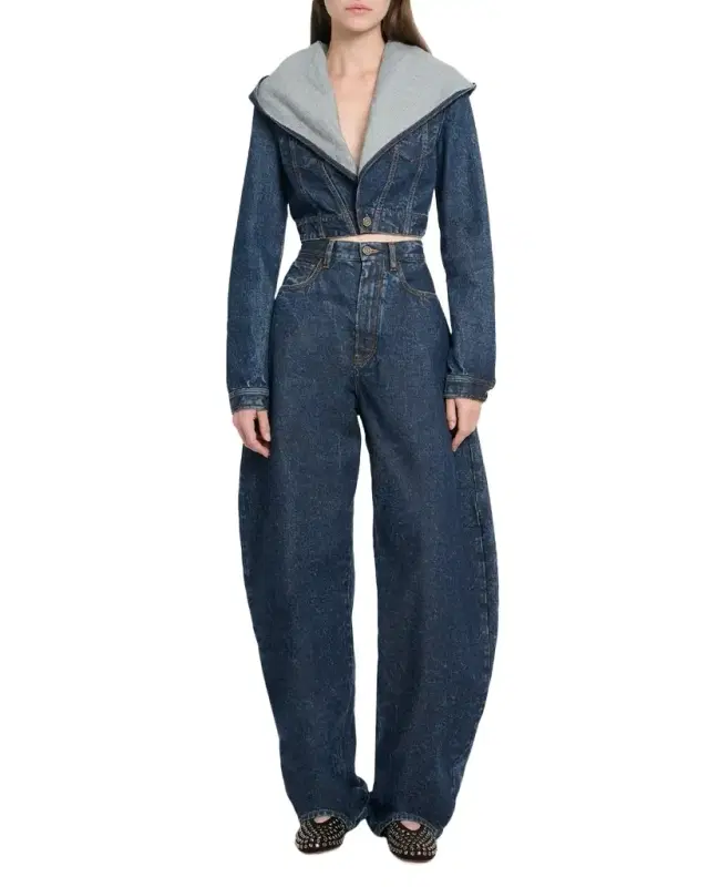 Hooded Cropped Denim Jacket