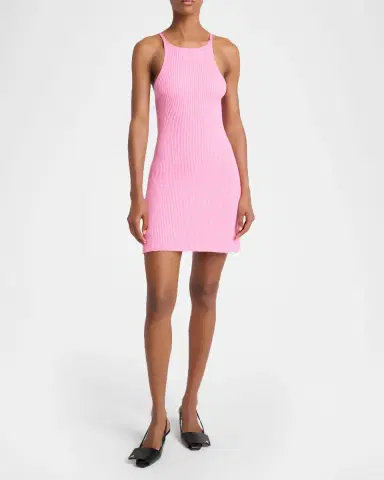 Courrèges Rib Knit A-Line Mini Halter Dress | Thumbnail 2