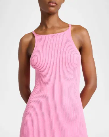 Courrèges Rib Knit A-Line Mini Halter Dress | Thumbnail 5