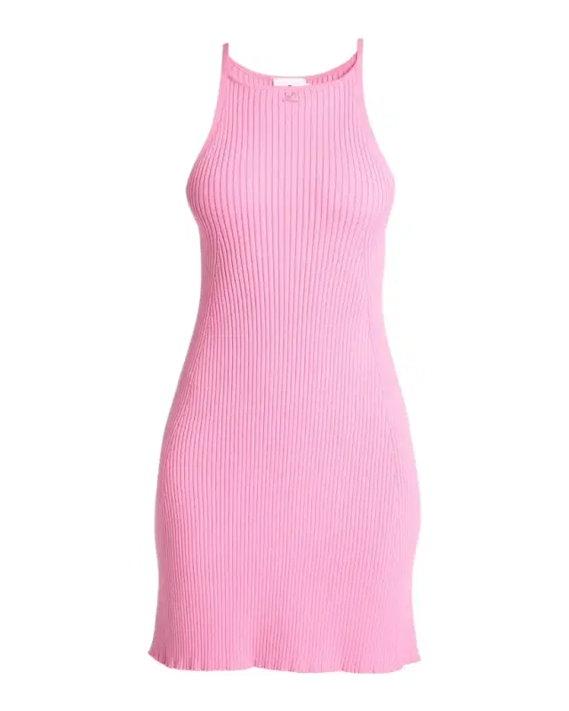 Rib Knit A-Line Mini Halter Dress
