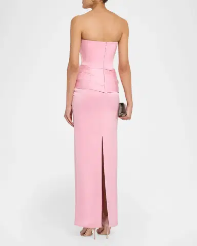Alex Perry Strapless Draped Satin Crepe Column Gown | Thumbnail 3