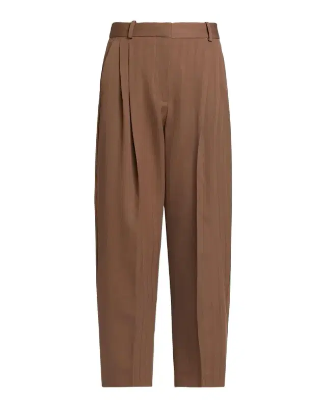 Mid-Rise Pleated Balloon Crop Trousers