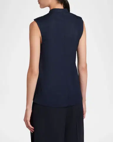 Jil Sander Ruffle-Shoulder Sleeveless Button-Down Shirt | Thumbnail 2
