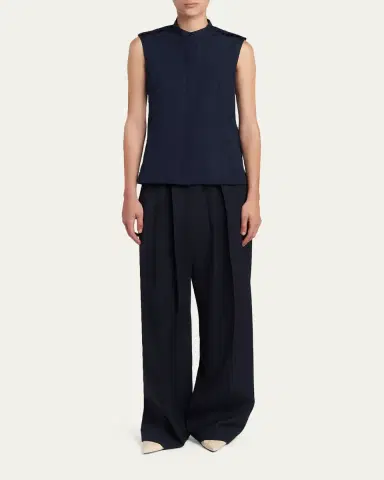 Jil Sander Ruffle-Shoulder Sleeveless Button-Down Shirt | Thumbnail 5